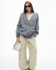 IAMXIAA Fuzzy Knit Button-Up Cardigan