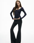 IAMXIAA Fitted Foldover Flared Pants