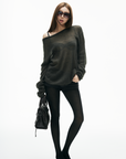 IAMXIAA Sheer Loose-Fit Knit Long Sleeve Top
