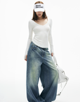 IAMXIAA フィットしたVネック長袖トップ