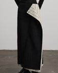 DOINDULGE Asymmetric Paneled Stripe Deconstructed Maxi Skirt