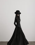 DOINDULGE Deconstructed High-Neck Pleated Dress