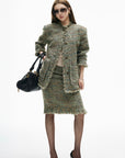IAMXIAA Textured Tweed Jacket and Skirt Set