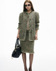 IAMXIAA Textured Tweed Jacket and Skirt Set