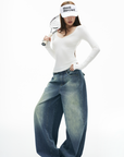 IAMXIAA フィットしたVネック長袖トップ
