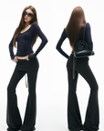 IAMXIAA Fitted Foldover Flared Pants