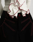 DOINDULGE Contrast-Stitch Wide-Leg Trousers