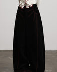 DOINDULGE Contrast-Stitch Wide-Leg Trousers