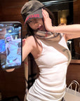 IAMXIAA ストライプ柄ニットローライズショーツ