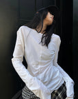 WARDEN EDGE デコンストラクテッドスリムフィットロングスリーブTシャツ