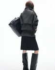 IAMXIAA Veste trench vintage à double boutonnage et col montant