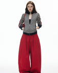 IAMXIAA Pantalon large plissé taille haute