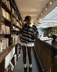 WARDEN EDGE Black Striped Polo Knit T-Shirt - PINKPARKS