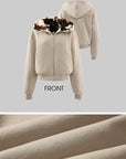 Veste réversible avec maille lisse et tissu pelucheux motif vache