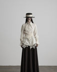 DOINDULGE Pointed-Collar Ruched Waist Structured Shirt