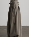 DOINDULGE Braided-Tie High-Waisted Wide-Leg Trousers