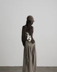 DOINDULGE Braided-Tie High-Waisted Wide-Leg Trousers
