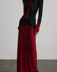 DOINDULGE Asymmetric Textured Panel Maxi Skirt with Fringe Detail