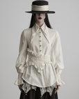 DOINDULGE Pointed-Collar Ruched Waist Structured Shirt
