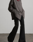 DOINDULGE Checked Rose Detail Loose Shirt