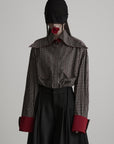 DOINDULGE Checked Rose Detail Loose Shirt