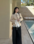 Hydrae Embroidered Fitted Blazer Structured Waist Cropped Jacket Vintage Inspired Tailored Top