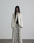 DOINDULGE Lace-Trim High-Neck Fitted Jacket