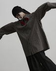 DOINDULGE Checked Rose Detail Loose Shirt