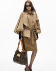 IAMXIAA Veste trench décontractée à ceinture