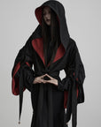DOINDULGE Reversible Two-Tone Hooded Tie-Detail Jacket