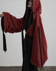 DOINDULGE Reversible Two-Tone Hooded Tie-Detail Jacket
