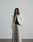 DOINDULGE Lace-Trim High-Neck Fitted Jacket