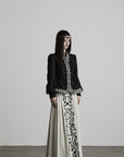 DOINDULGE Embroidered-Trim Fitted High-Neck Jacket