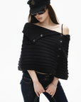 IAMXIAA Asymmetric Button Cape Shawl