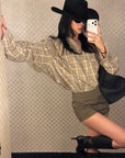 ROVENTE Plaid Relaxed Shirt & High-Waist Shorts Set