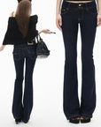 IAMXIAA Low-Rise Slim Fit Flared Denim Jeans with Vintage Silhouette