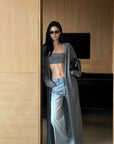 ROVENTE Cable Knit Bandeau and Longline Cardigan Set