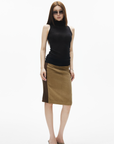 IAMXIAA Ribbed Panel Fitted Midi Skirt