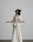 DOINDULGE Sculptural Ruffle Panel High-Waist Long Skirt