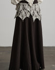 DOINDULGE Layered Fragment Texture Wool Maxi Skirt