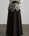 DOINDULGE Layered Fragment Texture Wool Maxi Skirt