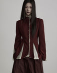 DOINDULGE Structured Panel Stand Collar Jacket