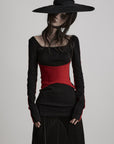 DOINDULGE Sculpted Contrast Panel Long Sleeve T-Shirt