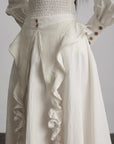 DOINDULGE Sculptural Ruffle Panel High-Waist Long Skirt