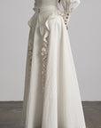DOINDULGE Sculptural Ruffle Panel High-Waist Long Skirt