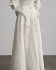 DOINDULGE Sculptural Ruffle Panel High-Waist Long Skirt