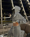 WARDEN EDGE Striped Cropped Hoodie and Wide-Leg Pants Set