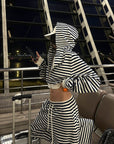 WARDEN EDGE Ensemble à capuche courte rayée et pantalon large