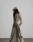 DOINDULGE Draped Pleated Layered Long Skirt