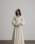 DOINDULGE Lace Structured Square Neck Long Dress